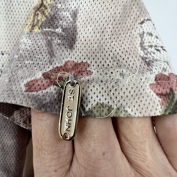 St. John Sport Blouse S USA Open Knit Travel Postage Stamp Preppy Casual Summer - Picture 9 of 10